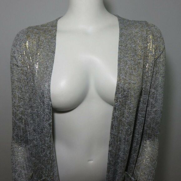 New LuLaRoe Elegant Sarah Duster S Gray Gold Silver Triangle Arrow - Picture 3 of 10